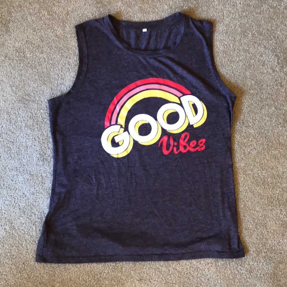Good Vibes tank top large sleeve muscle tank